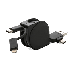 6-in-1 Kabel aus TPE und RCS Standard recyceltem Kunststoff, schwarz