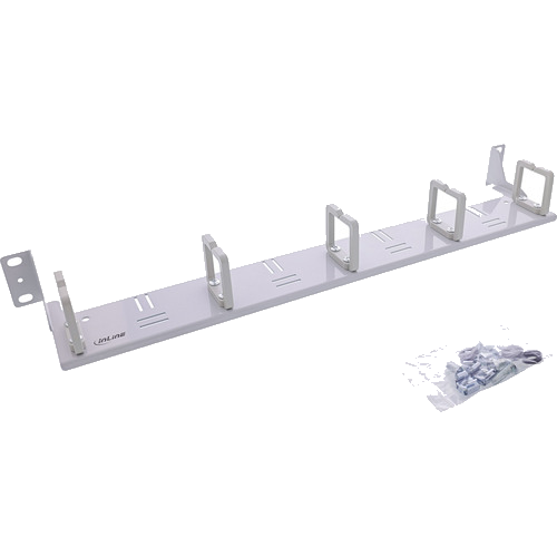 InLine® 19 Kabelführungspanel, 1HE, 5 Kunststoffbügel, horizontal, grau