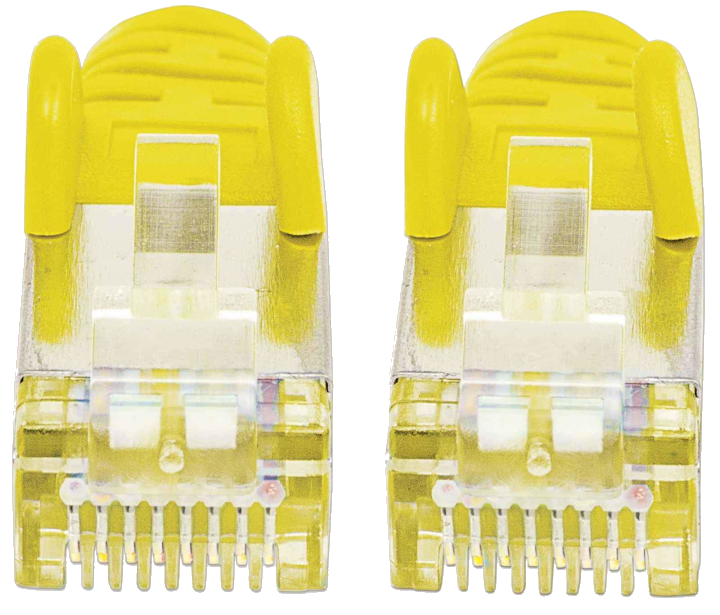 INTELLINET Patchkabel Cat6a-Stecker/Cat7-Rohkabel 1m gelb
