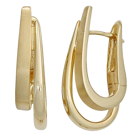 Creolen 585 Gold Gelbgold mattiert Ohrringe Goldohrringe Goldcreolen