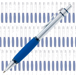 Werbe-Set: 100 LANCE® Metall-Kugelschreiber Rubber-Grip, inkl. Druck, blaue Mine, silber/blau