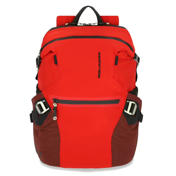 Piquadro PQ-Modular Laptoprucksack 15,6" aus rezykliertem antiviralen-Stoff und Diebstahlsicherung Rot