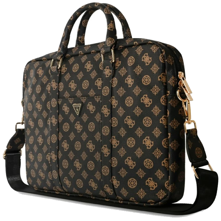 Guess Peony Triangle Logo Tasche für 16-Zoll-Laptop, Schwarz