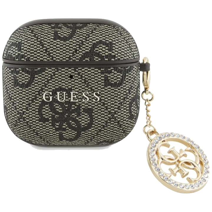 Guess 4G Strass Charm Hülle für Apple AirPods 4, Braun