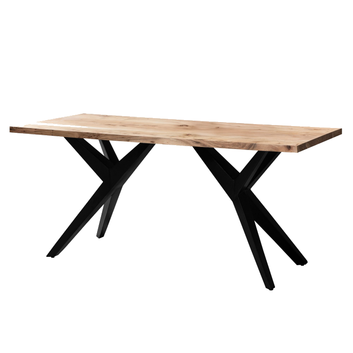FineBuy Schreibtisch Akazie Massivholz Computertisch Loft-Style, Homeoffice Bürotisch mit Metallbeinen, Holztisch Industrial Groß, Laptoptisch Arbeitszimmer Rechteckig