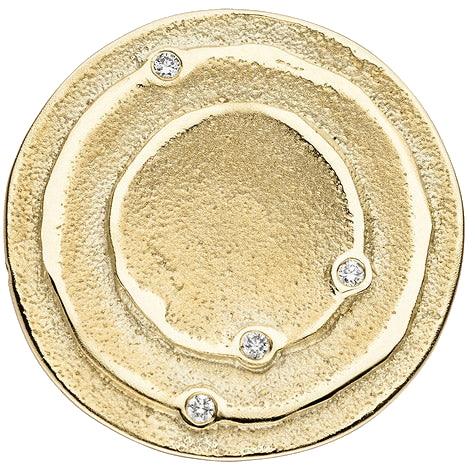 Anhänger rund 585 Gold Gelbgold matt 4 Diamanten Brillanten 0 04ct. Goldanhänger