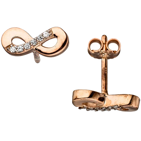 Ohrstecker Unendlichkeit 925 Silber rotgold vergoldet mit Zirkonia Ohrringe