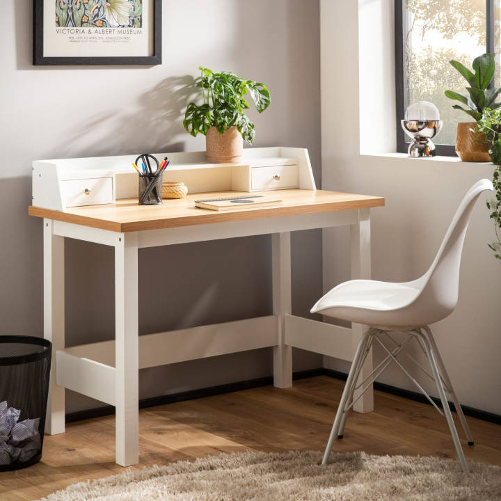 FineBuy Schreibtisch 106x53x90 cm Weiß Bürotisch mit Schublade, Homeoffice Computertisch Platzsparend mit Stauraum, Büro Laptoptisch Arbeitszimmer