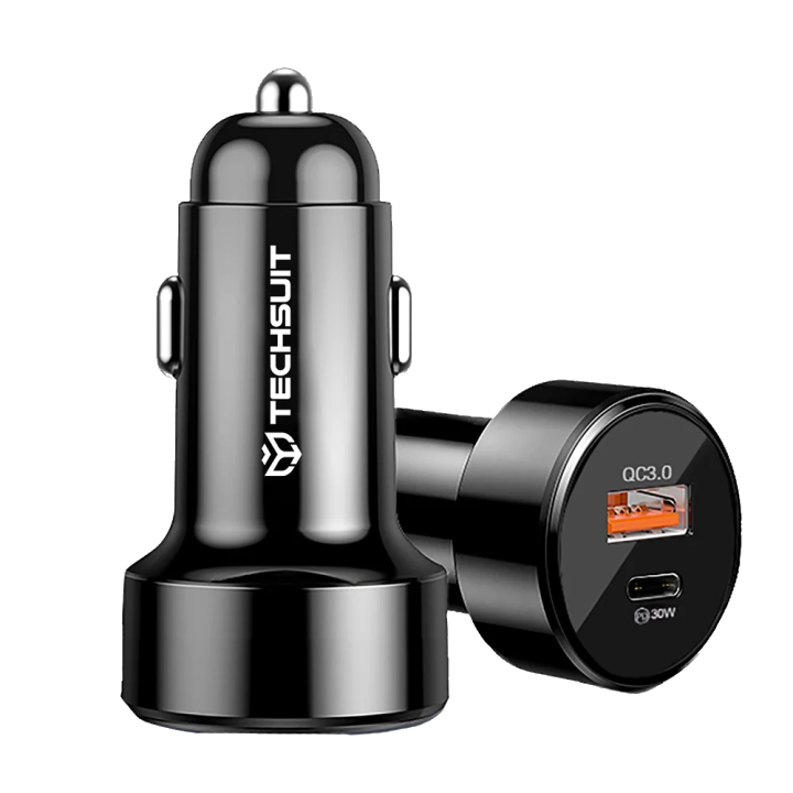 Auto-Ladegerät Techsuit TE-P31 Premium, 48W, 3A, 1 x USB-A - 1 x USB-C, Schwarz