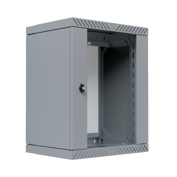 Wandgehäuse 19" X-Rack mit Glastür 400-600mm, 15HE grau RAL7035