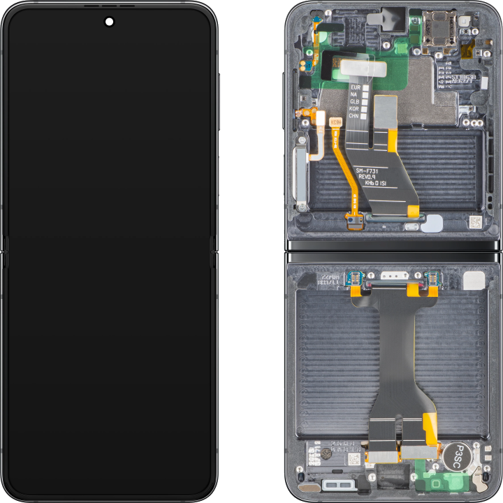 Display mit Touchscreen Samsung Galaxy Z Flip5 F731, mit Rahmen, Unter Inner, Grau (Graphite), Service Pack GH82-31827A