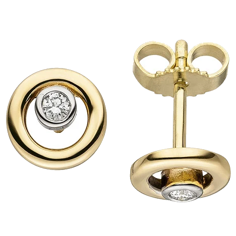 Ohrstecker 585 Gold Gelbgold 2 Diamanten Brillanten Ohrringe