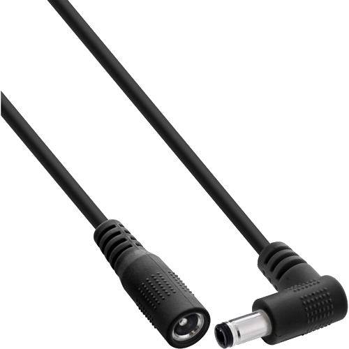 InLine® DC Verlängerungskabel, Winkelstecker, 5,5 x 2,5 mm, schwarz, 2 m