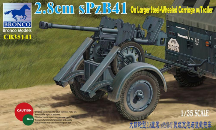 2.8cm sPzb41 On Larger Steel-Wheeled carriage w/Traile
