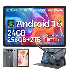 2026 Neuest Tablet Android 16 16GB RAM+256GB ROM 8000mAh 11 Zoll Widevine L1 5G