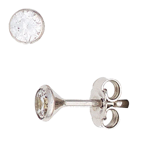 Ohrstecker rund 333 Gold Weißgold 2 Zirkonia Ohrringe Goldohrstecker
